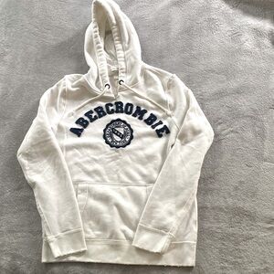 Abercrombie & Fitch Off-White Drawstring Hoodie Sweatshirt